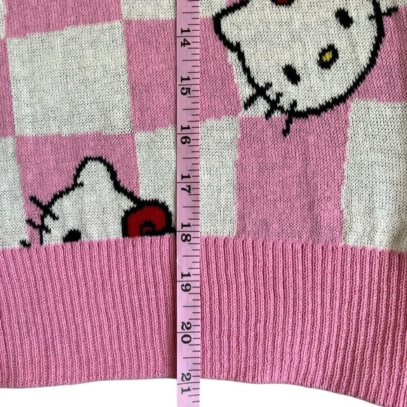 Hello Kitty Sweater Vest Checkered Pink Chunky Knit Academia Kidcore NWT Sz XS - Picture 13 of 14